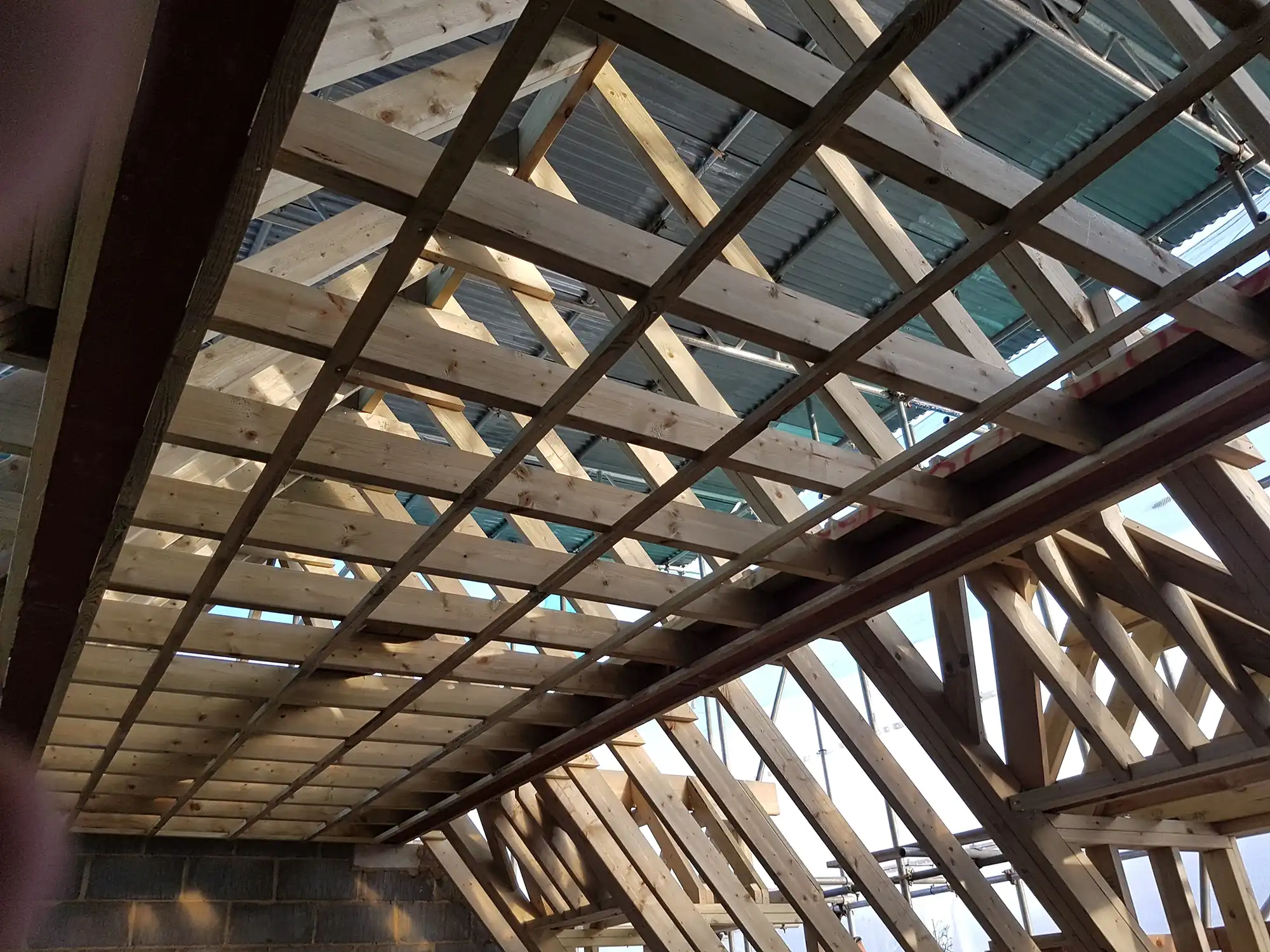 wooden rafters on new build house