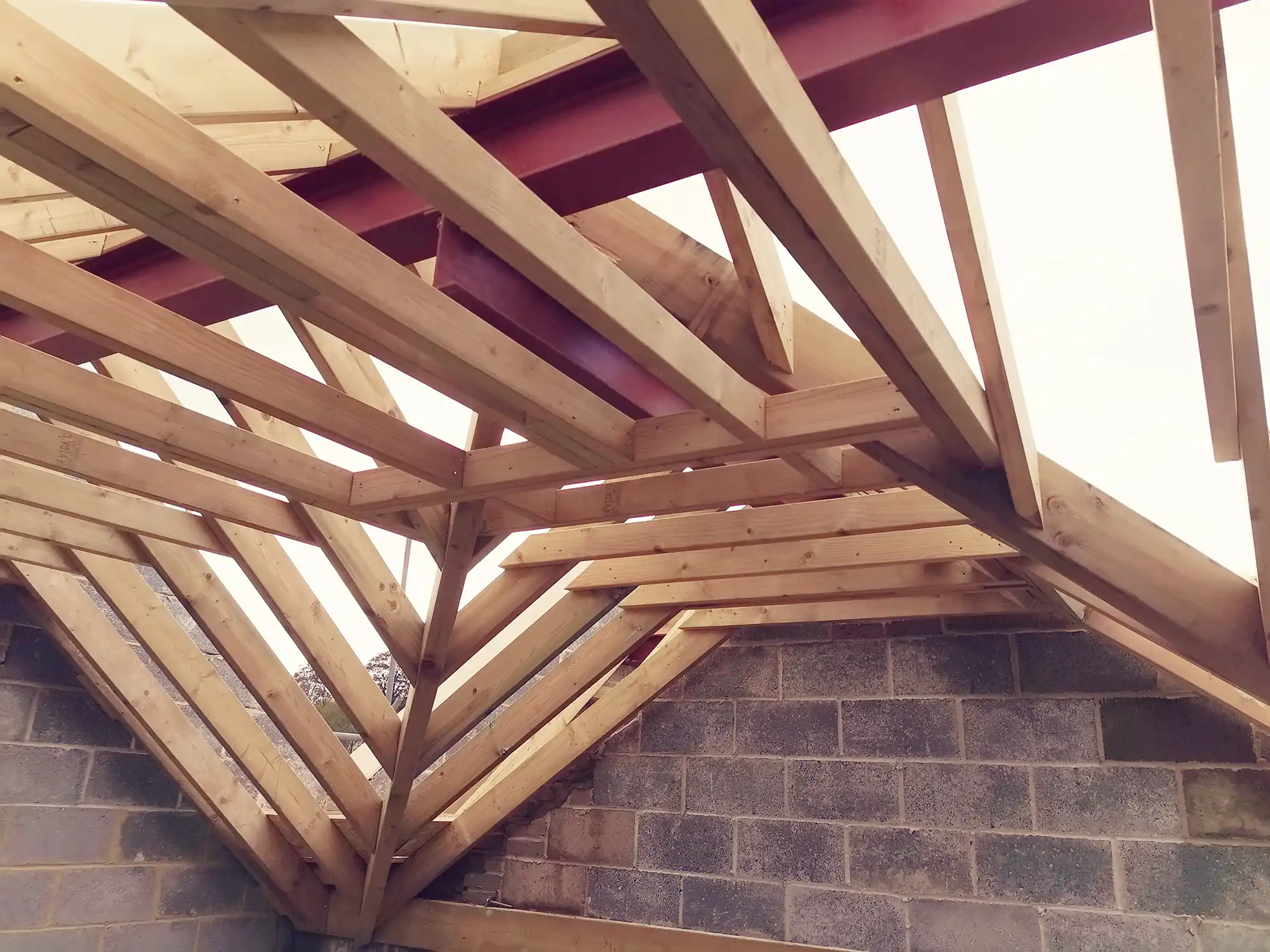 new wooden rafters