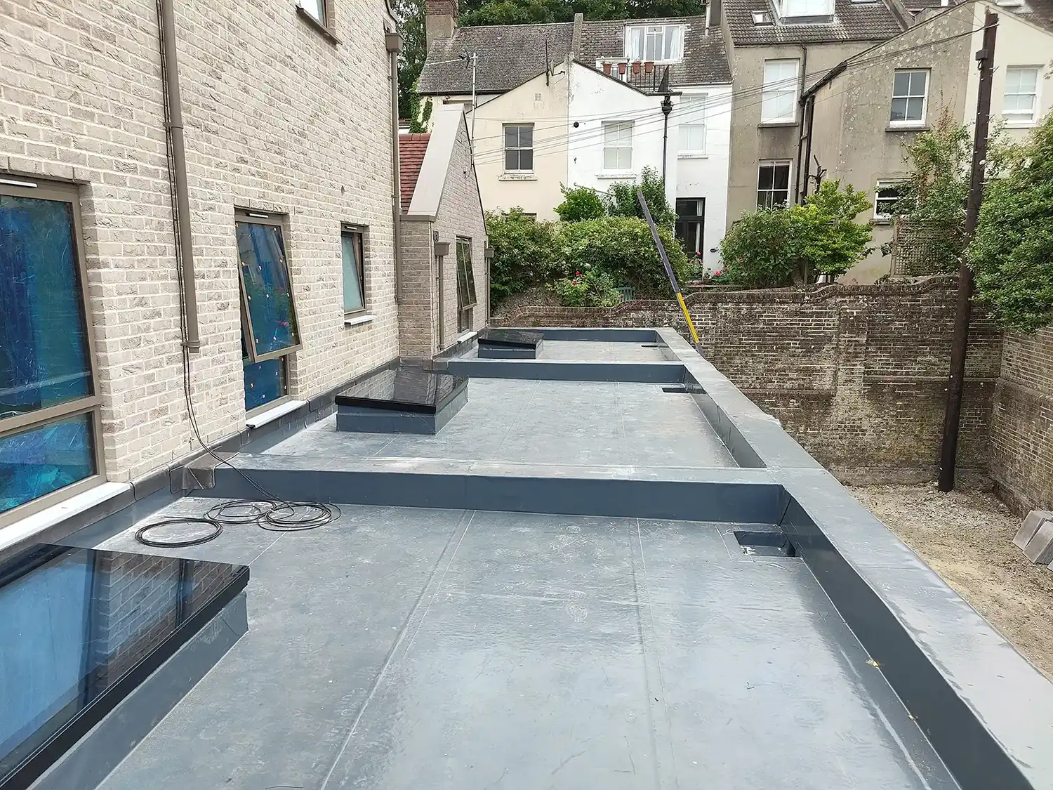 flat roofing with skylights